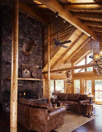 Log Home Living Rooms