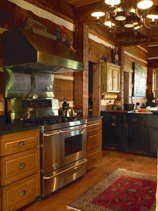 Log home kitchen