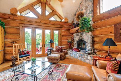 log home living room designs