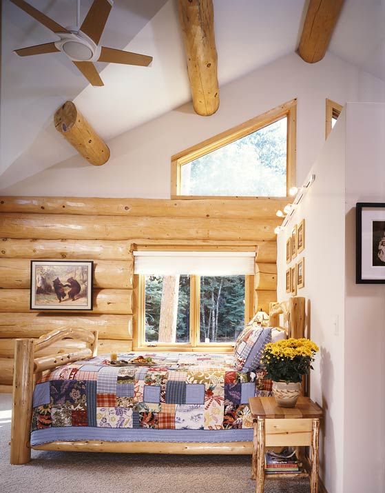 Modern Log Home Bedroom