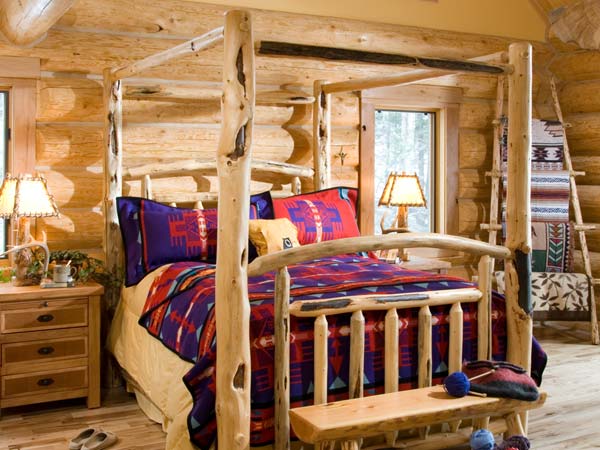 bed in log home