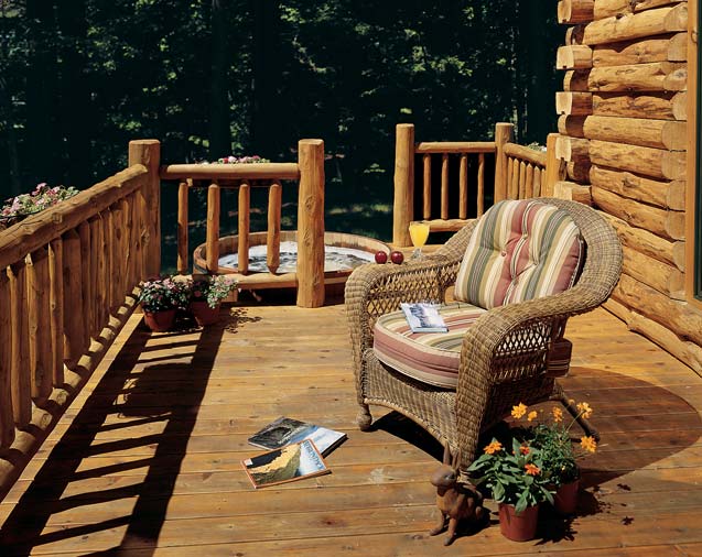 Wicker Chair on Cabin Porch 