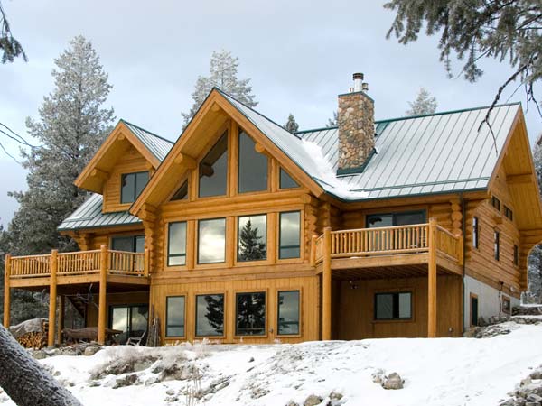log home in christmas