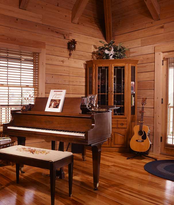 music room in the log home