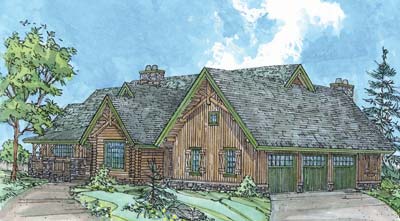 Rocky Mountain Log Home Drawing