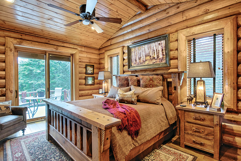 11 log home bedroom designs