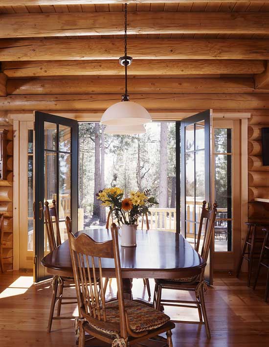 Log home dining room