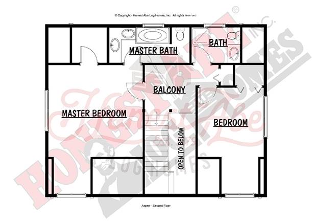 Aspen log home floor plan from Honest Abe 2