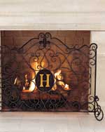 Monogrammed Fleur-de-Lis Fireplace Screen
