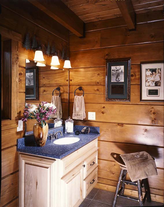 bathroom in the log home