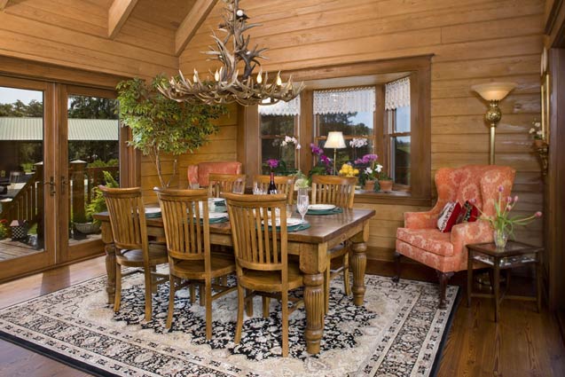 Wooden dining area