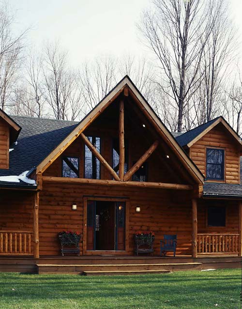 log home front porch