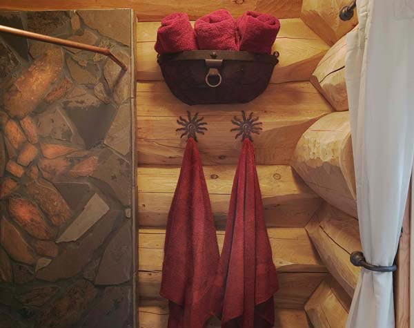 log cabin bathroom