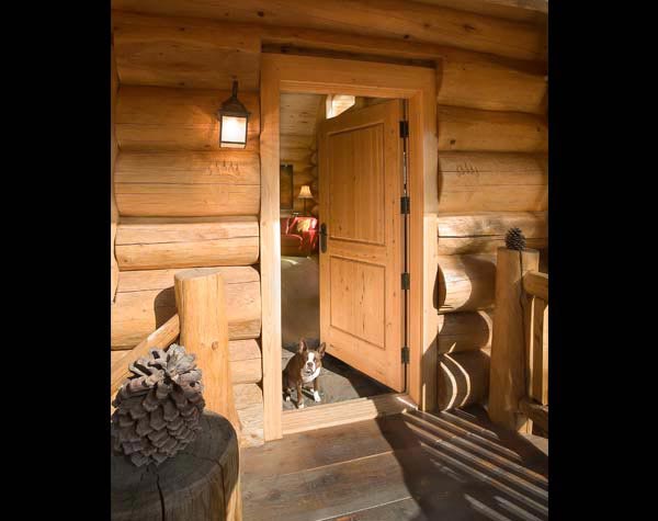 log cabin entryway