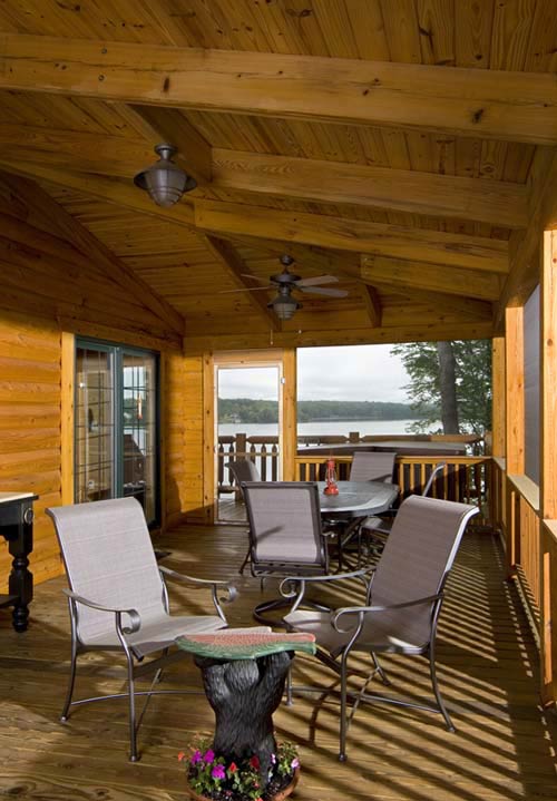 deck, porch of log home