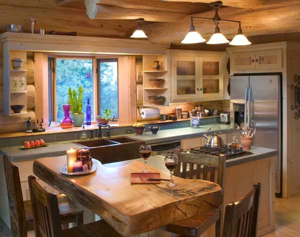 log cabin kitchen
