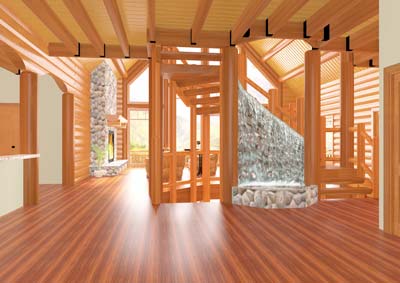 Creative Log Staircase | Strongwood Log homes