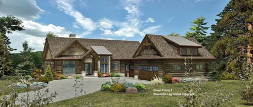 crown-pointe-ii-front-rendering-in-timberlock-wisconsin-log-homes-copyright