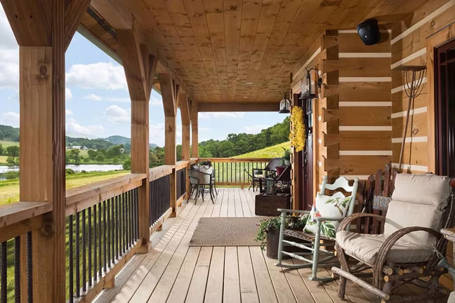 Pleasant Grove Log - Porch - Timberhaven