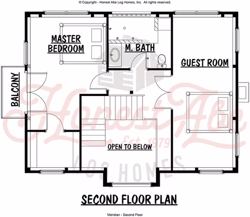 meridian log home floor plan by Honest Abe 2