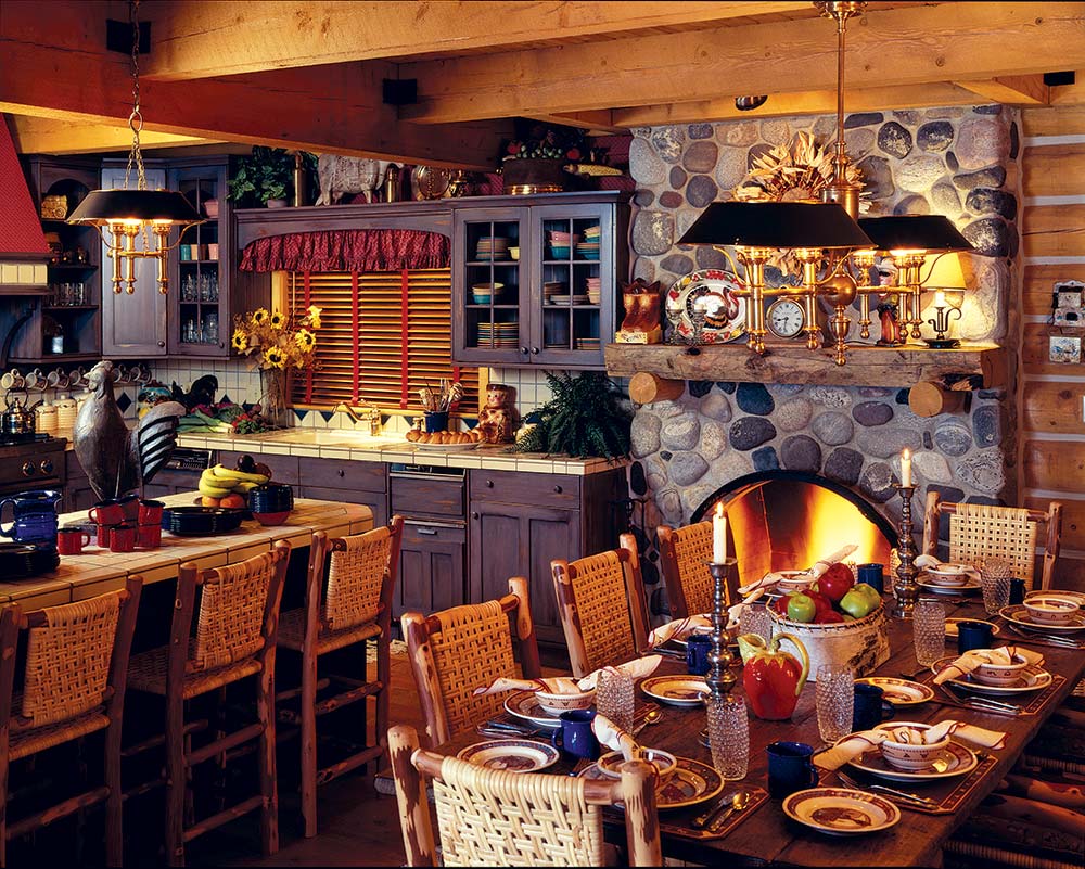log home dining area 