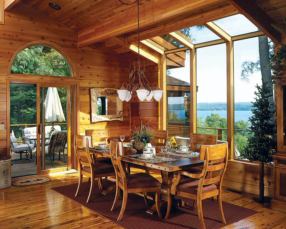 log home dining area