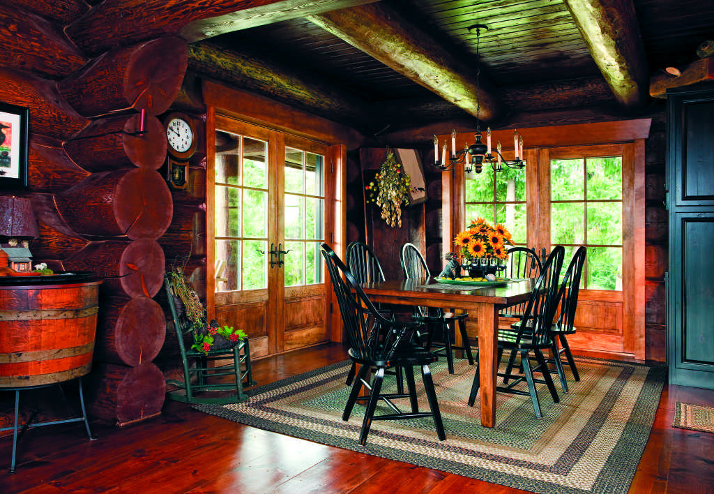 cozy log cabin dining room