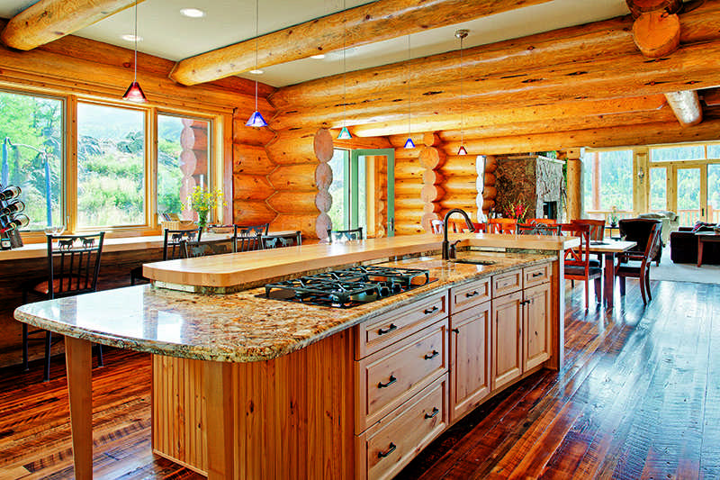 Colorado log home kitchen island