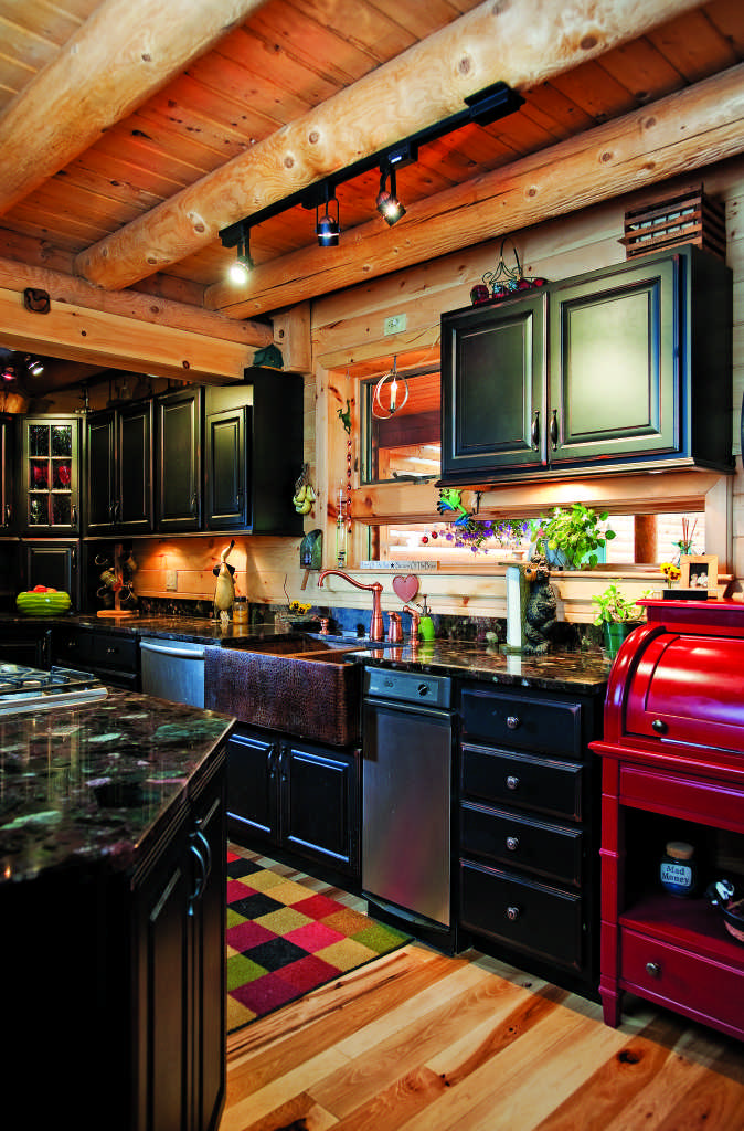 Maine log home kitchen