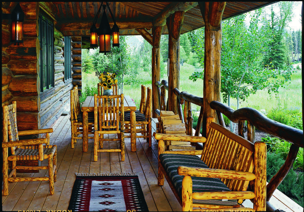 log home porch