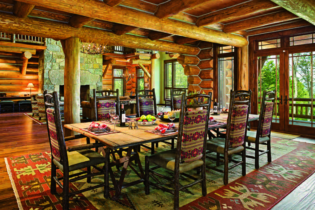 log home dining space