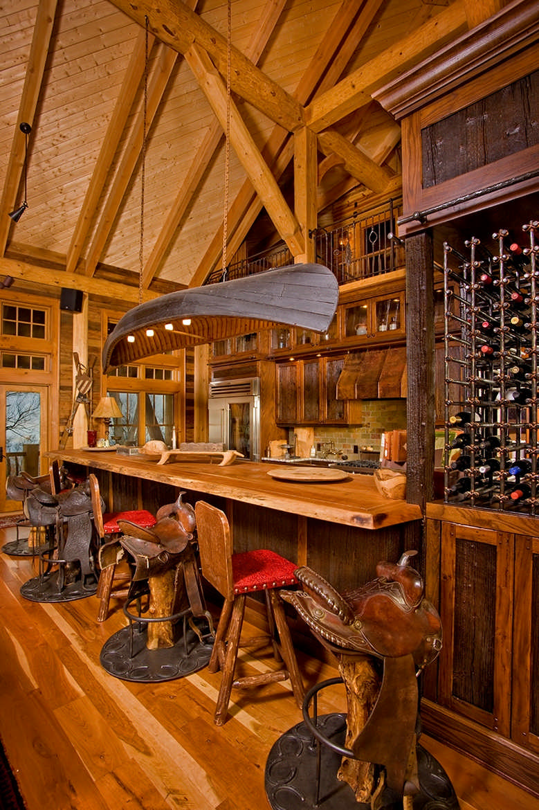 natural elements log home wine bar