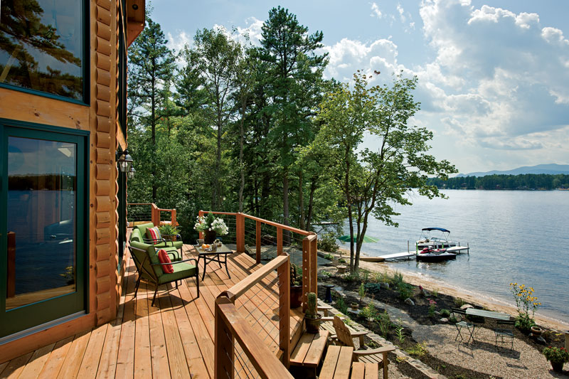early retirement log home deck