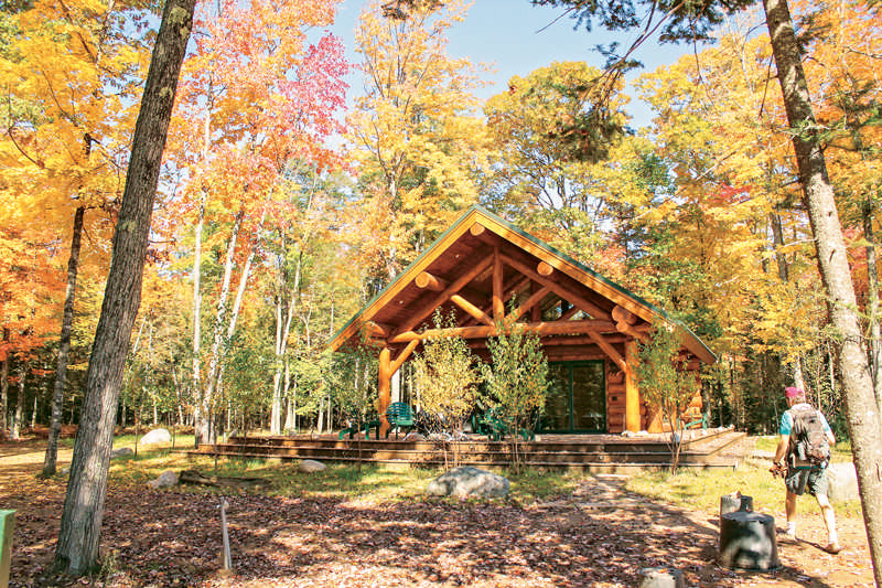 A Michigan log cabin in fall